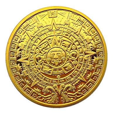 Mexican Maya Aztec Calendar Prophecy Culture Art Gold Commemorative Coin