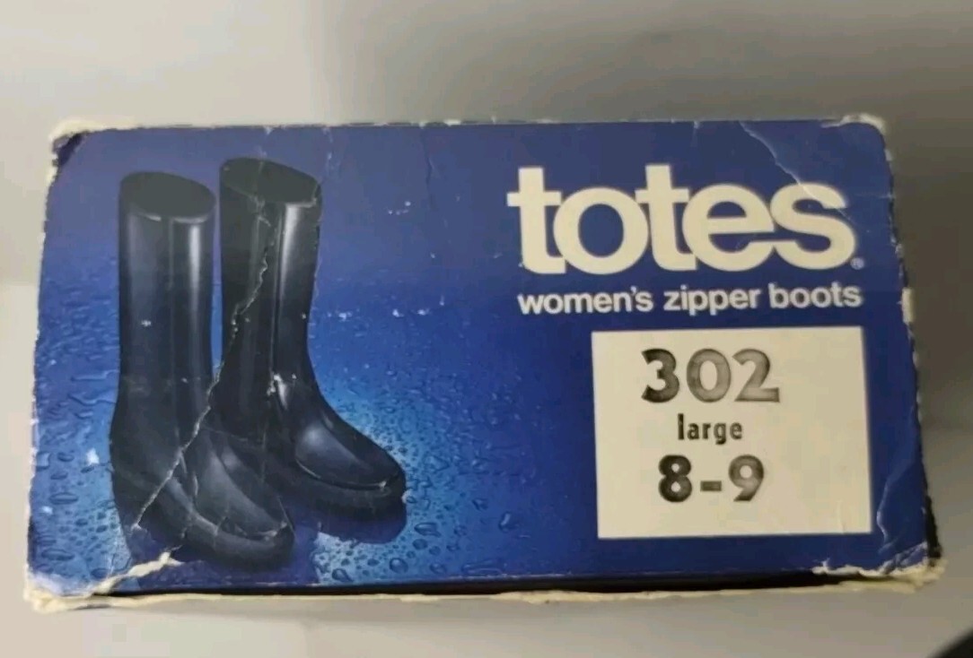 Vtg Totes Womens Black Rubber Overshoes Galoshes Boots 