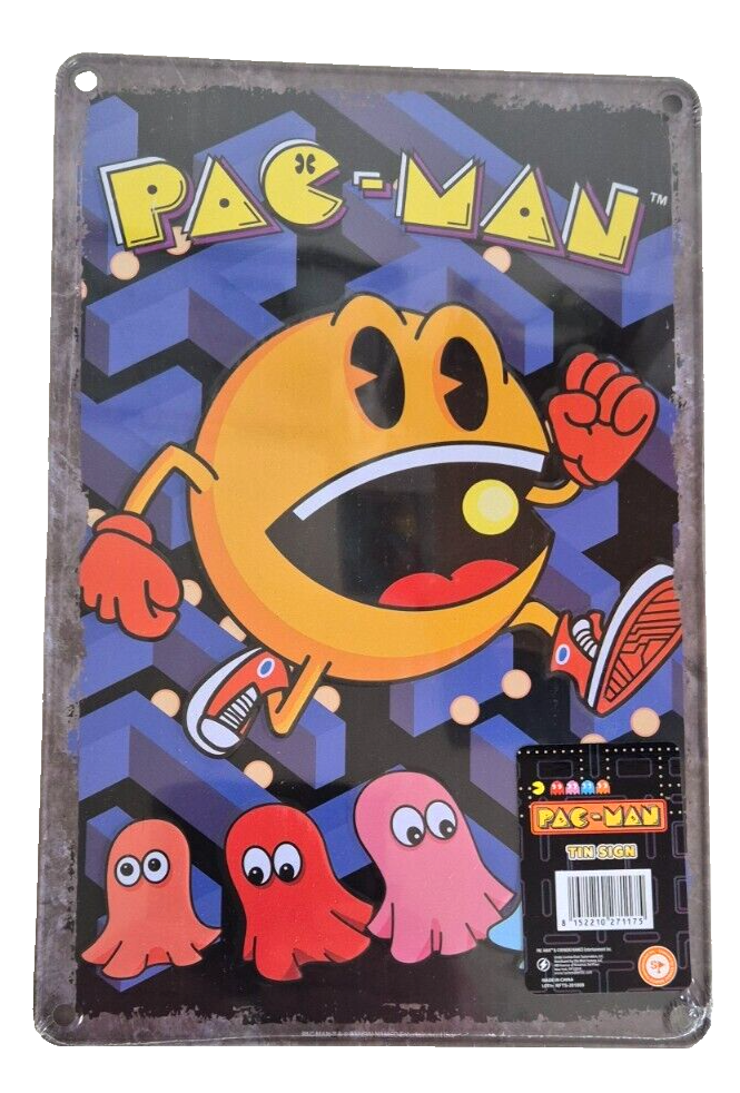 Pac-Man Metal Wall Sign Retro Gaming Plaque Arcade Pacman Retro Style Metal Sign