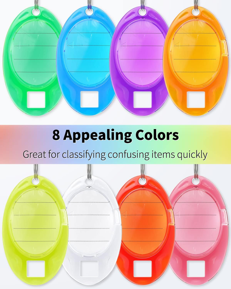 24 Pack Oval Key Tags Colorful Tough Plastic Key Chain Tags with Ruled Paper Lab eBay