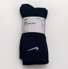 AUTHENTIC Nike Men's Everyday Plus Training Crew Socks 3-PAIRS BLACK LARGE 8-12