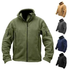 Men Casual Coat Tactical Recon Fleece Jacket Full Zip Army Hoodie Combat Hoody
