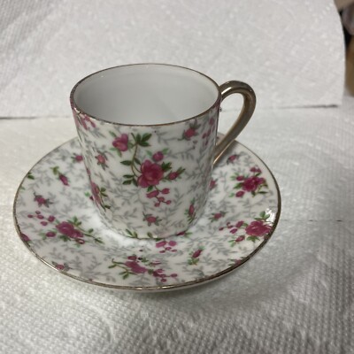 INARCO 皿 Vintage Inarco Japan Floral Chintz Demitasse Cup and Saucer E-728