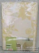 NEW YELLOW LIGHT GOLD TABLECLOTH 60" X 120" FLOWERS BUTTERFLIES SPRING SUMMER