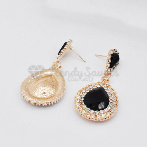Women Girls Gold Plated Teardrop CZ Dangle Drop Stud Earrings Jewellery Gift UK - Picture 3 of 12