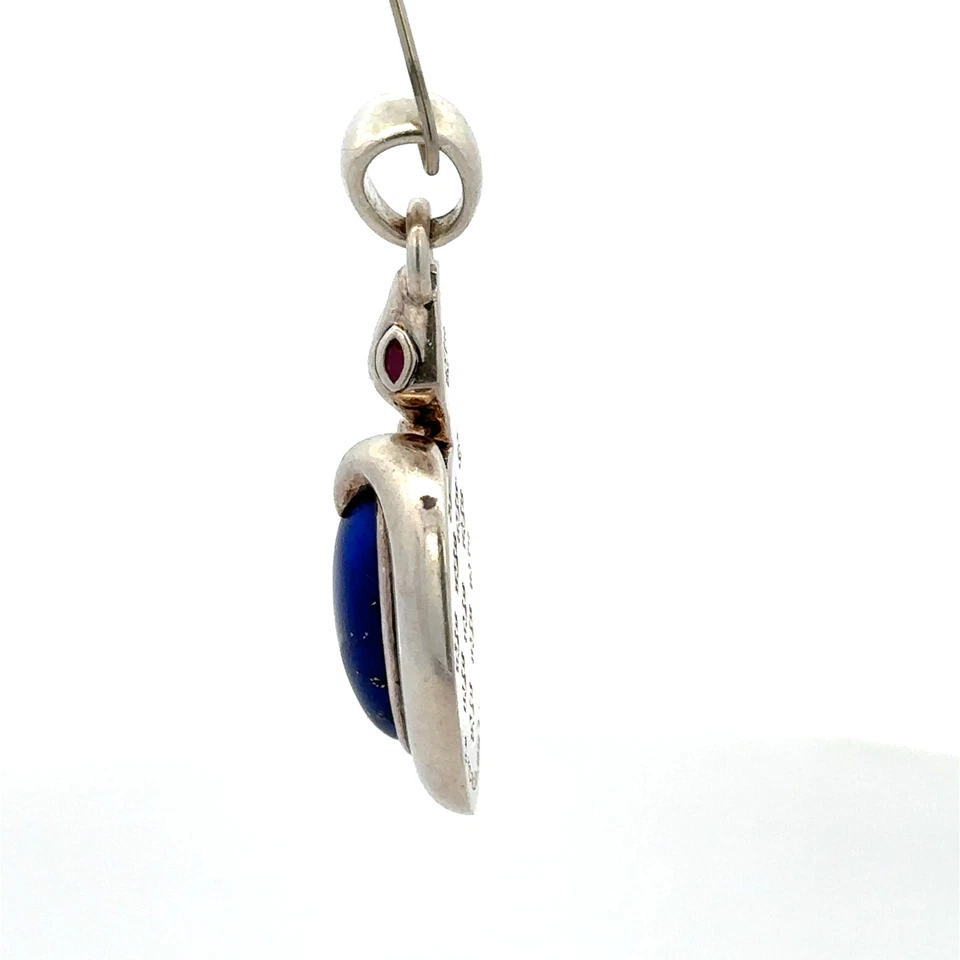 Винтажный Kieselstein шнур KC Studio 2008 серебро лазурит и рубин змея подвеска - Изображение 4 из 4