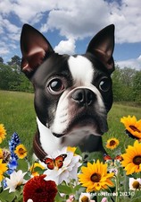 Boston Terrier Summer Fields Flag