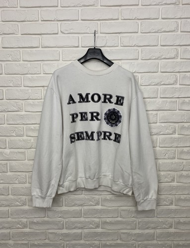 Men's Dolce & Gabbana D&G Amore Per Sempre Sweatshirt White Big Logo Size 54