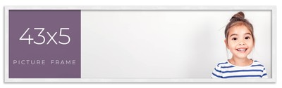 43x5 Frame White Real Wood Picture Frame Width 0.75 inches | Interior Frame Dept