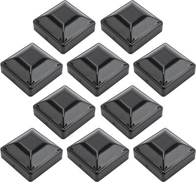 3'' Square Powder-Coated Black Galvanized Steel Dome Caps (Pack of 10)