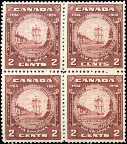 Canada Mint NH F-VF Block of 4 2c Scott #210 1934 New Brunswick Stamps - Picture 1 of 2
