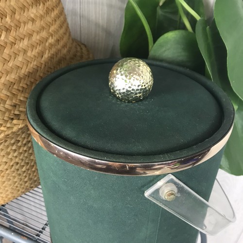 Vintage Eiskübel Golf Motiv grün Filz klar Griff mit Deckel Bar Made in USA - Bild 3 von 12