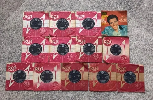 ELVIS PRESLEY RCA VICTOR 7" SINGLES RECORD JOB LOT VIVA LAS VEGAS ECT EX VG+