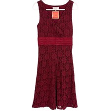 Isaac Mizrahi Target Y2K Lace Dress Sz S Burgundy Holiday Coquette Surplice NWT
