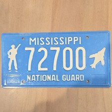 Mississippi National Guard Blue Collectible License Plate 72700 State Souvenir