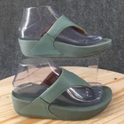 FitFlop Lulu Thong Sandals Womens 6.5 Toe Post Casual Leather Sage Green 188-925