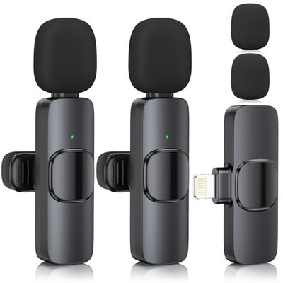 ZASLUKE 2 PACK WIRELESS LAVALIER MICROPHONE IPHONE IPAD MINI - BLACK
