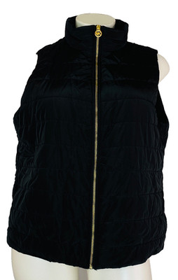 Black MICHAEL KORS vest 2XL insulated winter gold zipper puffer plus size XL