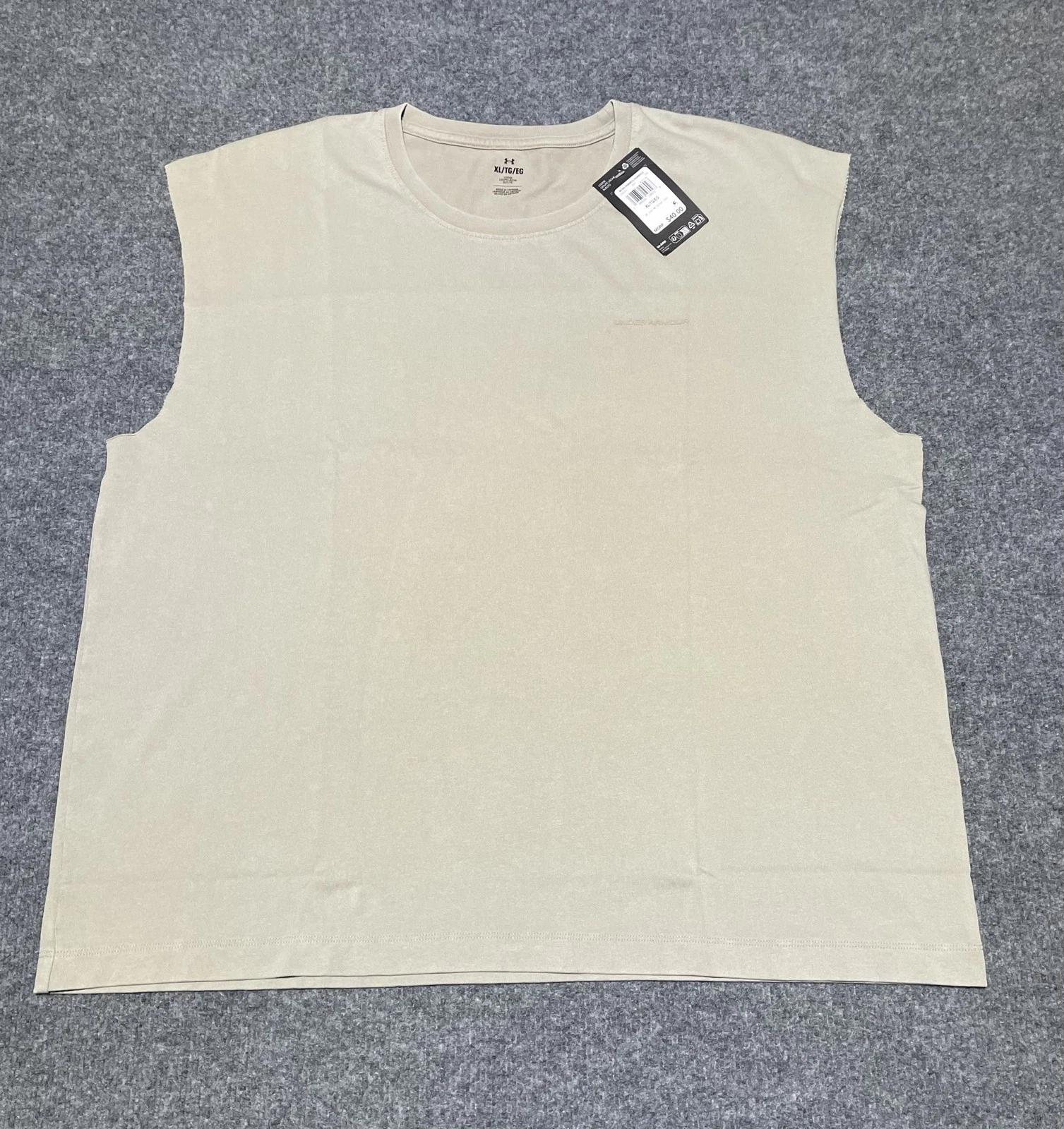 Under Armour Men's UA Icon Cotton Loose Fit Tank Top Khaki XL Sleeveless