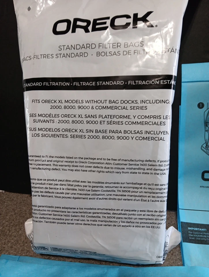 10 piezas Oreck Bolsas de Filtro de Alta Densidad Tipo, Montantes ver fotos Foto 2 de 4