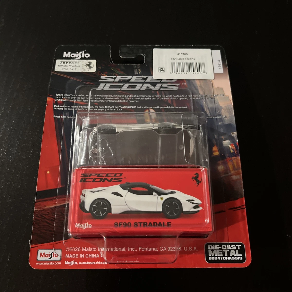 Maisto 🔥White & Blue Rare🔥 Speed Icons Ferrari SF90 Stradale Lot of 2