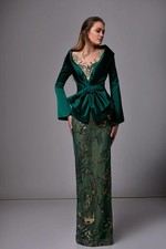 Edward Arsouni Embroidered Lace with Blazer Gown