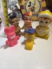 Vintage Squeak Squeeky Rubber Toys Lot Of 5 Chubby Baby Graduating Baby Clown ..