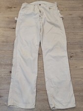 Vintage DEE CEE Carpenter Pants Mens 30x32 Cream Double Hammer Loop 70s USA