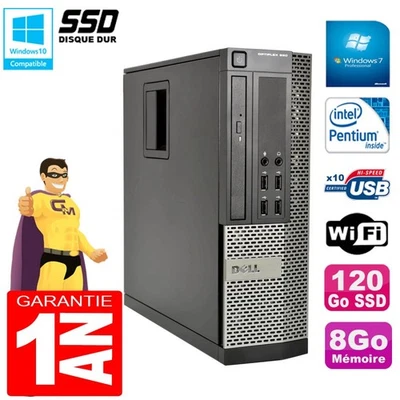 PC DELL 990 SFF Intel G840 Ram 8Go Disque 120Go SSD Graveur Wifi W7 - Photo 1/3