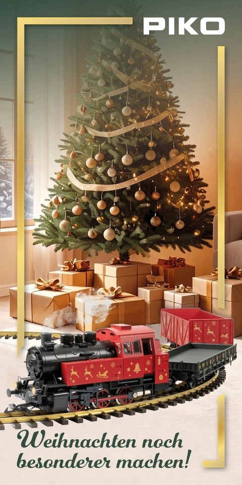 PIKO 02412 Weihnachtsset Güterzug mit BR 80 + 2 Güterwagen Spur G
