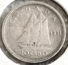 1941 Canada 10 Cents 80% Silver KM #34