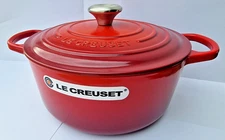 Le Creuset Cast Iron Signature Round Dutch Oven - 5.5 qt, Cherry, New