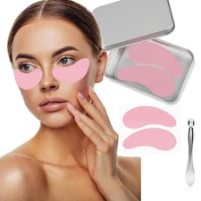 Reusable Under Eye Patches – Silicone Wrinkle Mask Pink with Metal Cream Applica
