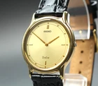 [Near MINT] Vintage Seiko Dolce 9530-6000 31mm Gold Dial Quartz Men`s Watch