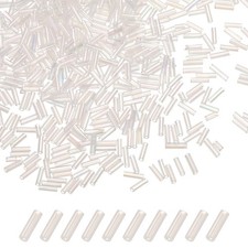 1800-Pack Bugle Beads, 2x6mm Tube Beads Kit for DIY Craft Transparent Color