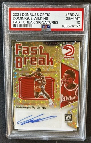 DOMINIQUE WILKINS PSA 10 2021-22 PANINI OPTIC FB SILVER PRIZM AUTO HOF