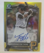 TSUNG-CHE CHENG 2025 BOWMAN CHROME 1ST YELLOW REFRACTOR AUTO /75 PIRATES
