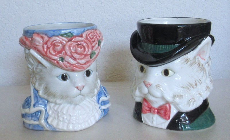 Fitz Floyd Kittens of Knightsbridge Mugs, Duchess & Duke of Cheshire Set of 2
