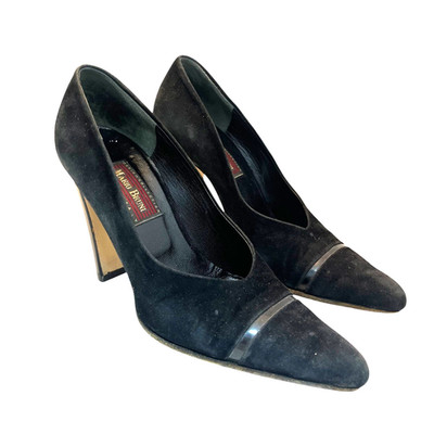 Mario Bruni schwarze Wildleder Heels EU 38,5 UK 6 Pumps spitz zulaufend - Made in Italy FB2
