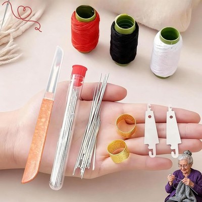 Big Eye Steel Sewing Needles Kit 34PCS | 5 Size Steel Needles for Hand Sewing...