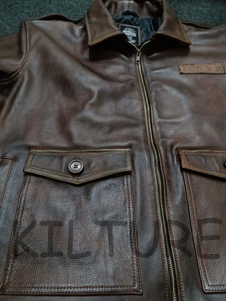 Avirex Sky Charmer New Vintage A2 Brown Leather Jacket - Image 3 of 4