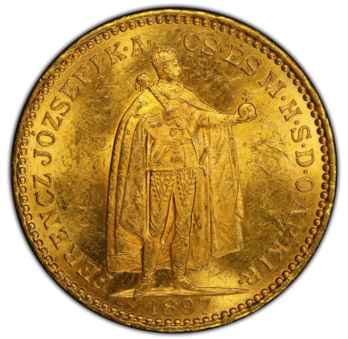 Hungary 1897-KB 10 Korona Gold - Emperor Franz Joseph - PCGS MS62
