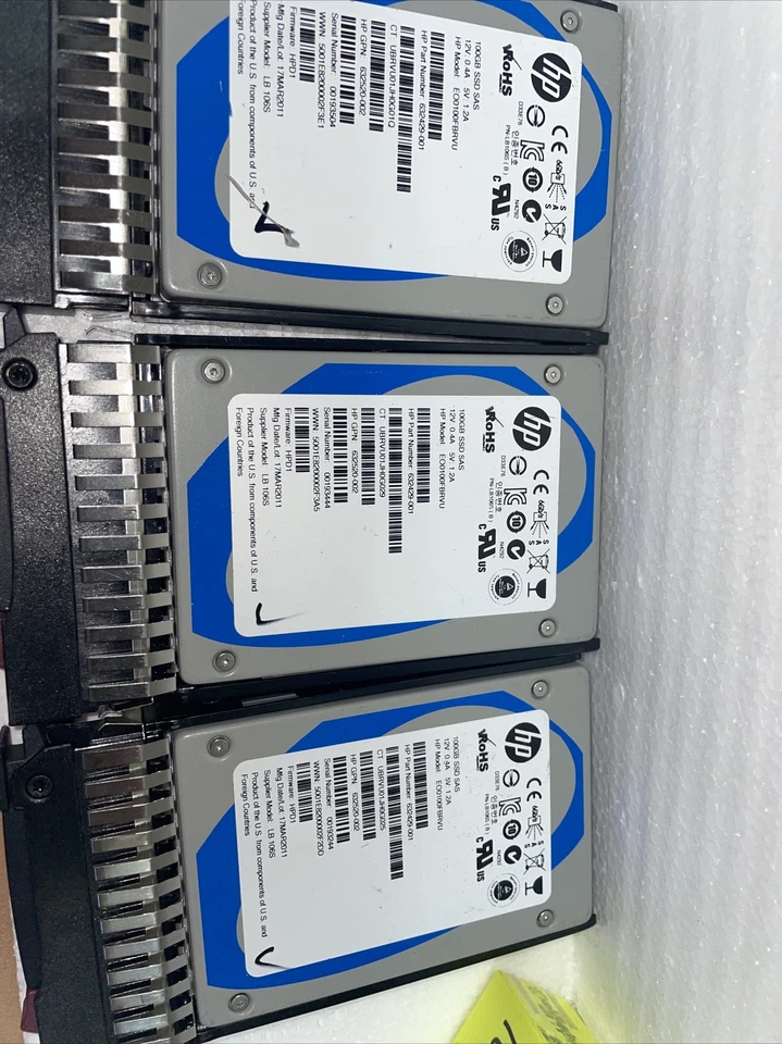 5 x HP 100GB SAS 6G 2.5'' SSD 632429-001 +Tray 500223-001 (1000 days remaining) - Image 3 of 3