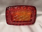 Gorgeous Vintage Amberina Rectangular Ashtray, Button & Daisy Pattern — photo 4