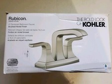KOHLER Rubicon 4 in. Centerset Double Handle Bathroom Faucet in Brushed Nickel