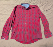 Mens George Long Sleeve Red/Blue Plaid Shirt Classic Fit L 42-44