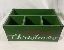 NEW Merry Christmas Wood Milk Crate Box Holiday Decoration Farmhouse Med 12x8