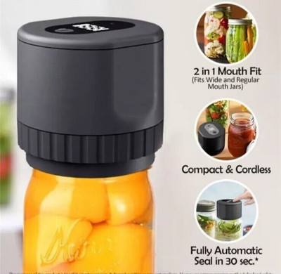 Electric Mason Jar Vacuum Ever Sealer Kit for Wide/ Regular Mouth Jars &10 Lids