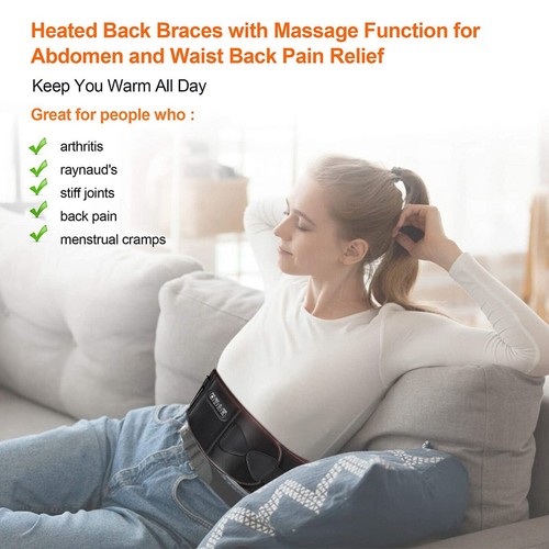 Electric Heating Back Brace Massager Back Massage Wrap Lumbar Back Pain Relief - Picture 8 of 12