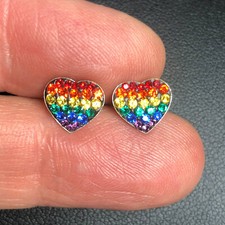 4665 Sterling silver 925 Rainbow crystal heart stud earrings